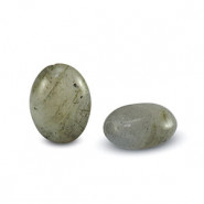 Natural stone bead Labradorite oval 8x6mm Sterling grey